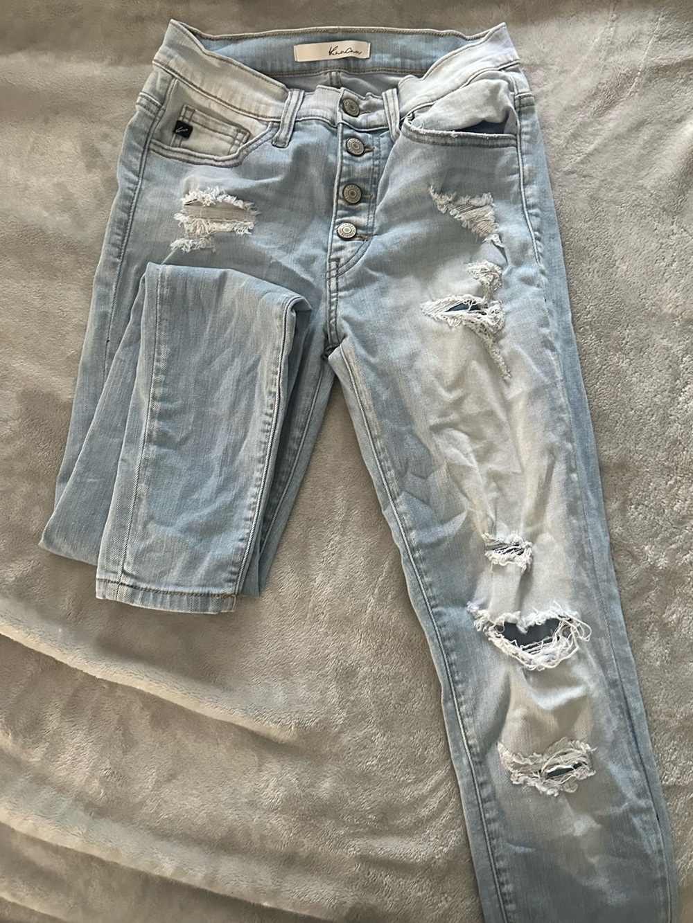 KanCan Light Blue Distressed High-Rise Skinny Jeans